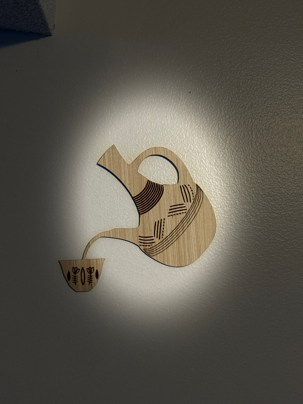 Wooden Wall Art - Ethiopian Jebena Coffee Pot Pouring - Boho Laser Cut Decor
