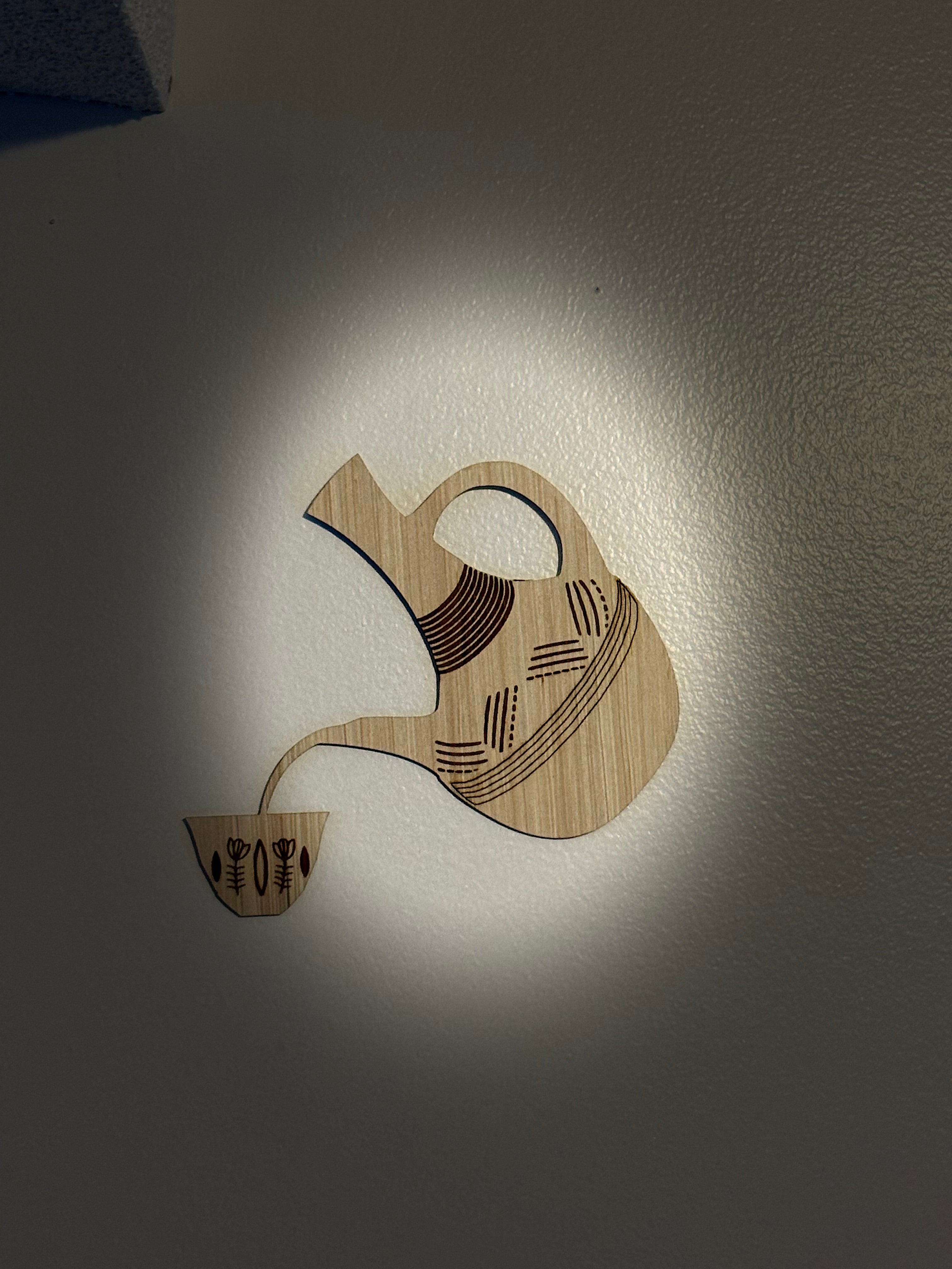 Wooden Wall Art - Ethiopian Jebena Coffee Pot Pouring - Boho Laser Cut Decor