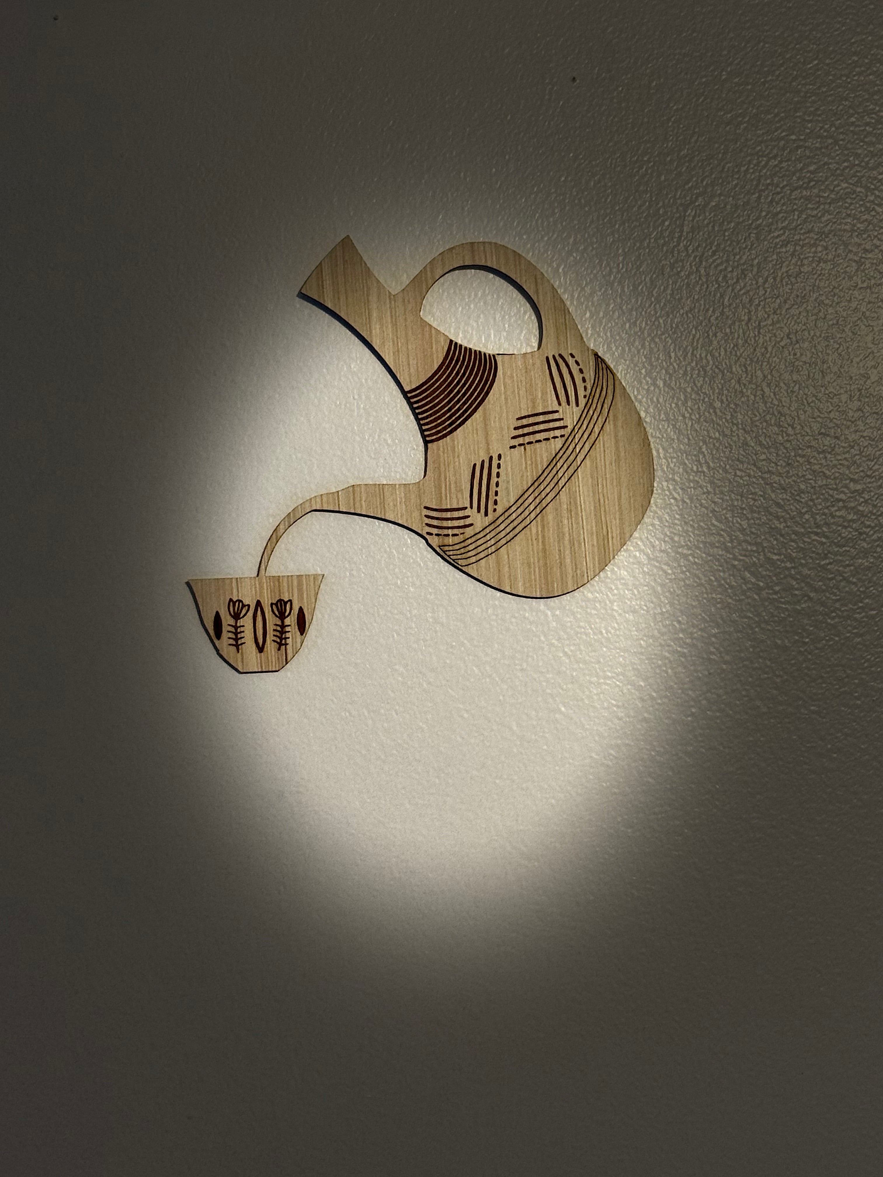 Wooden Wall Art - Ethiopian Jebena Coffee Pot Pouring - Boho Laser Cut Decor